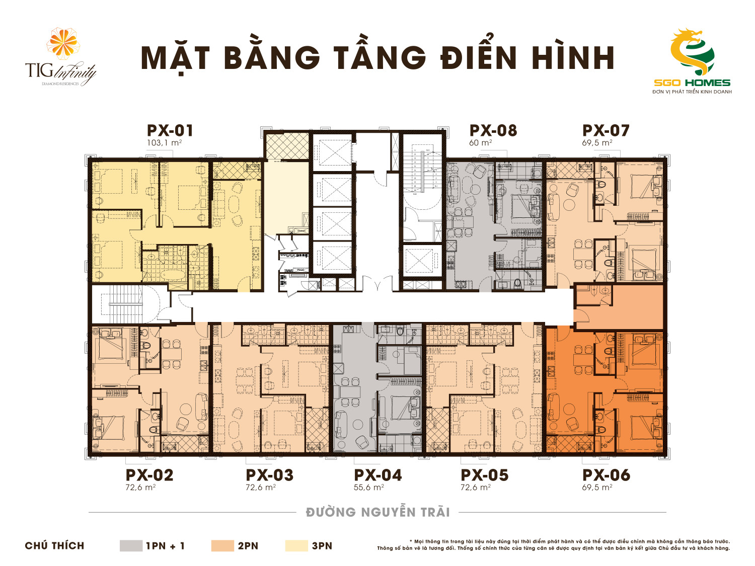 Mặt bằng tầng điển hình chung cư Tig Infinity 108 Nguyễn Trãi